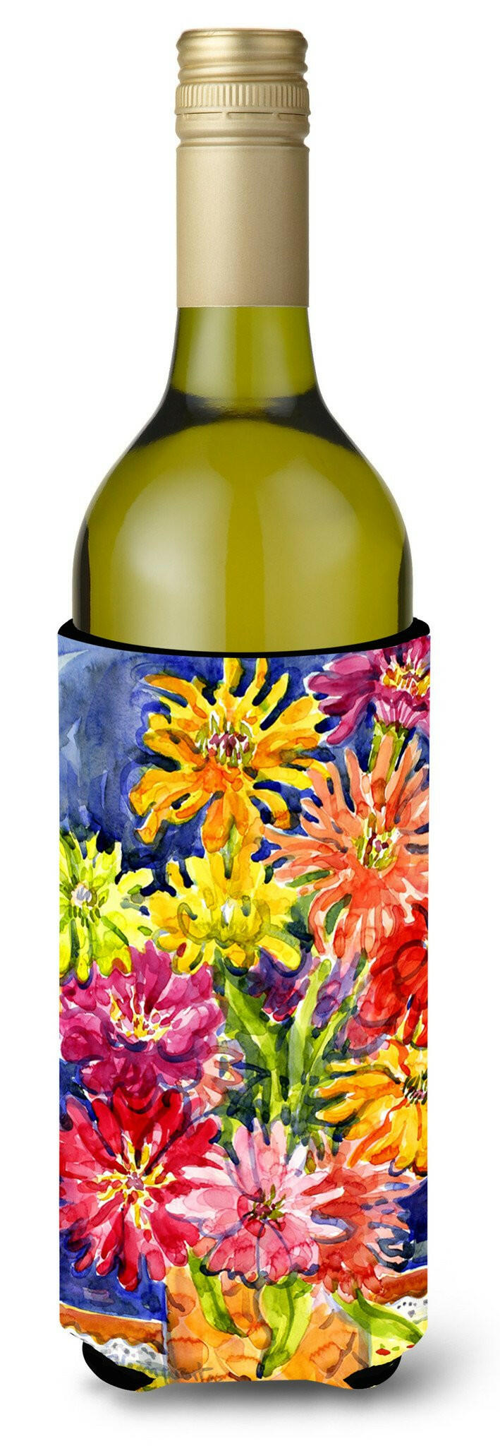 Flower - Gerber Daisies Wine Bottle Hugger Gift Sleeve for Standard 750 ml Bottles, Insulated Reusable Also Fits Mini Shot & Pint Bottles