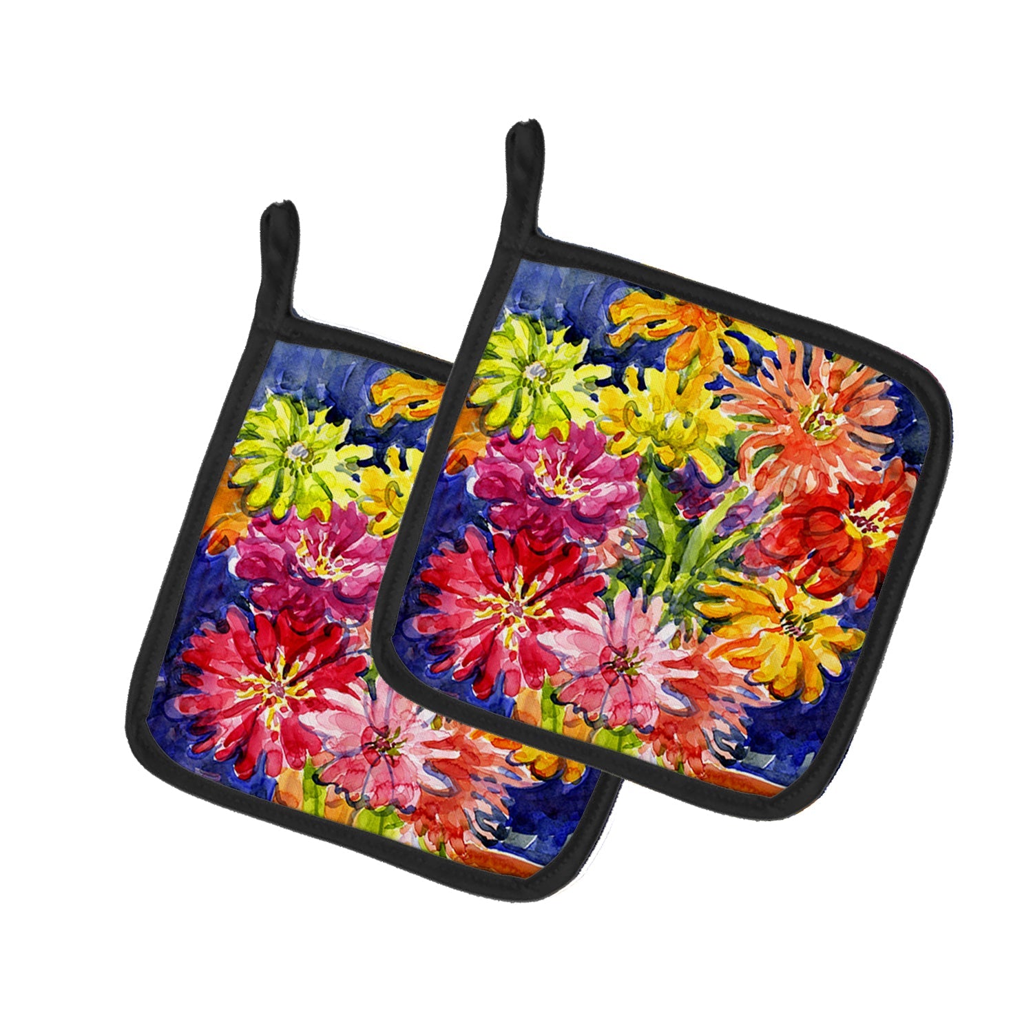 Flower - Gerber Daisies Pot Holder Set of 2 Heat Resistant Quilted Hot Pads 7.5 x 7.5 Inch, Insulated Kitchen Trivets for Cooking & Baking
