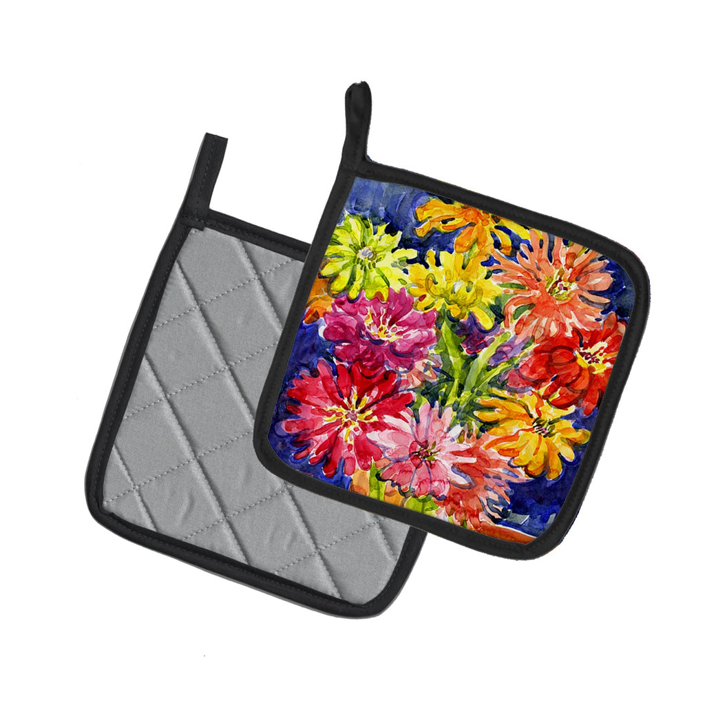 Flower - Gerber Daisies Pot Holder Set of 2 Heat Resistant Quilted Hot Pads 7.5 x 7.5 Inch, Insulated Kitchen Trivets for Cooking & Baking
