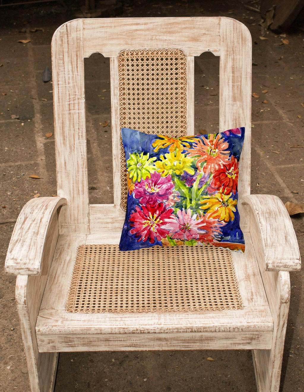 Flower - Gerber Daisies Decorative Throw Pillow 14x14 Indoor Outdoor Accent Cushion, Fabric Cover with Insert for Sofa, Bed, Porch & Living Room