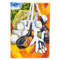 Golf Clubs, Ball and Glove House Flag 28x40 Porch Sleeve Pole Decorative Outside Yard Banner Artwork Wall Hanging, Polyester