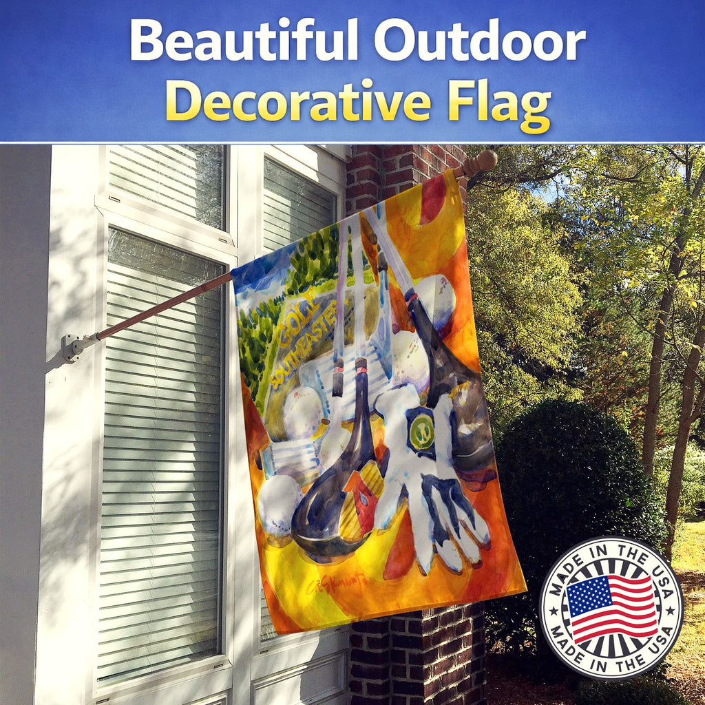 Golf Clubs, Ball and Glove House Flag 28x40 Porch Sleeve Pole Decorative Outside Yard Banner Artwork Wall Hanging, Polyester