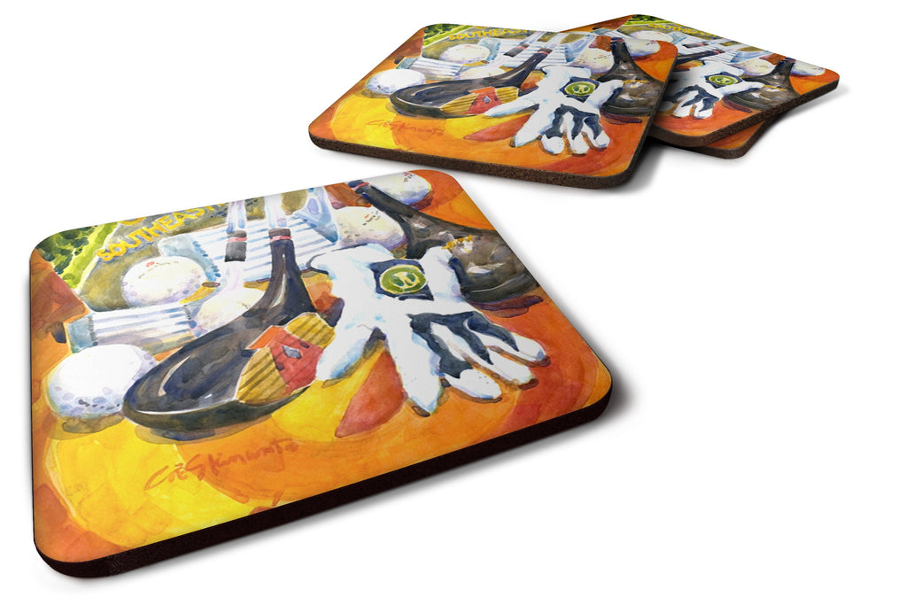 Golf Clubs, Ball and Glove Foam Coasters Set of 4 Cup Coasters for Indoor Outdoor, Tabletop Protection, Anti Slip, Mouse pad Material