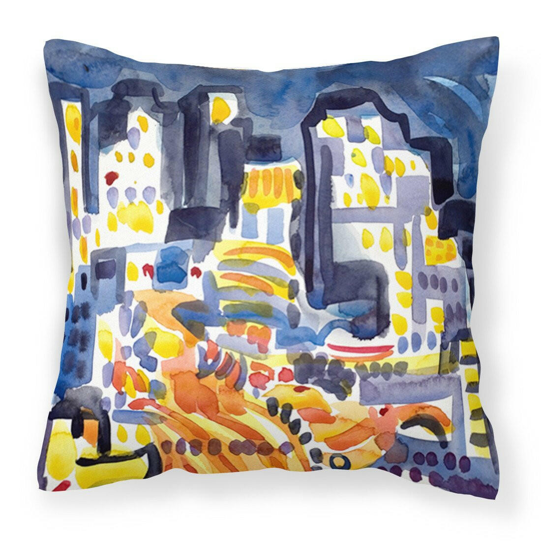 Skyline Abstract Decorative Throw Pillow 14x14 Indoor Outdoor Accent Cushion, Fabric Cover with Insert for Sofa, Bed, Porch & Living Room