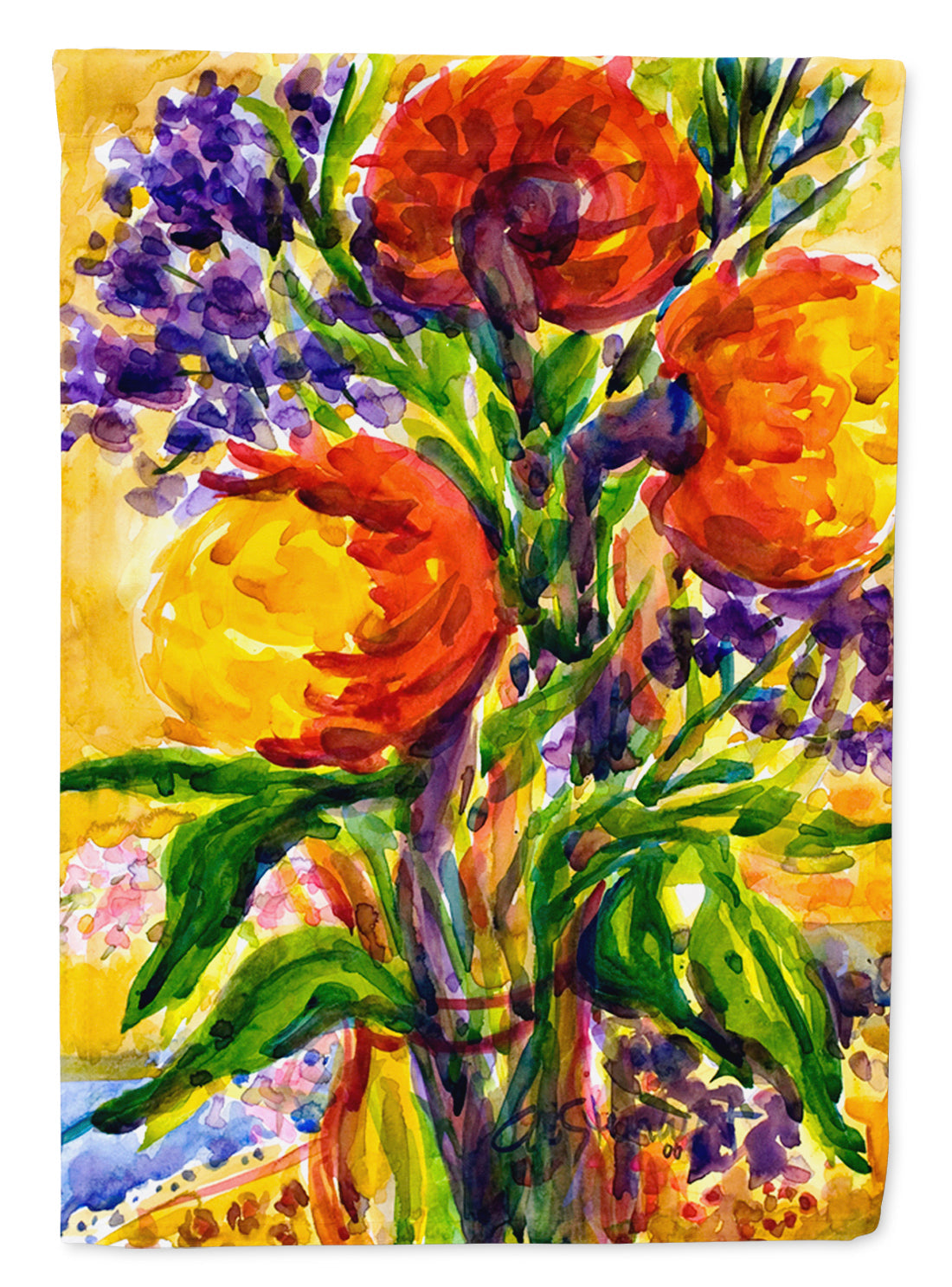 Flower House Flag 28x40 Porch Sleeve Pole Decorative Outside Yard Banner Artwork Wall Hanging, Polyester
