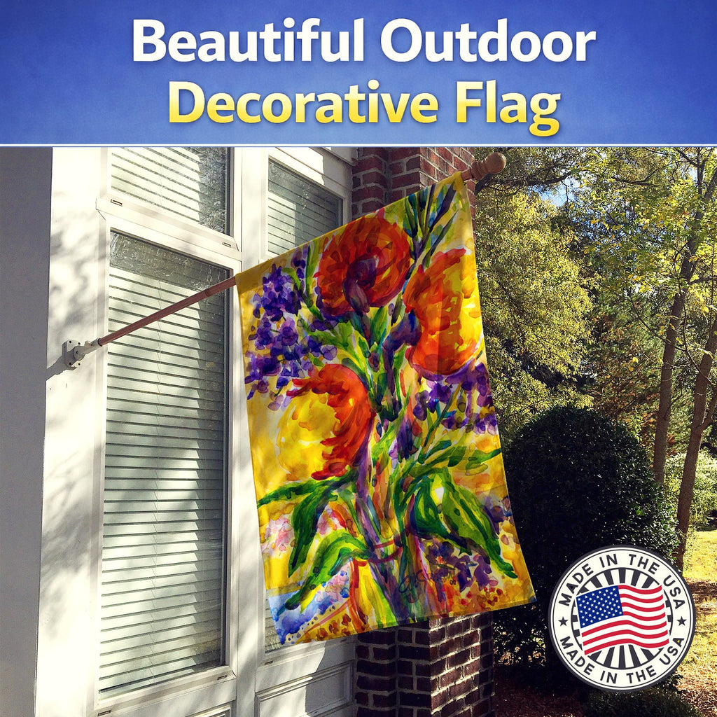 Flower House Flag 28x40 Porch Sleeve Pole Decorative Outside Yard Banner Artwork Wall Hanging, Polyester