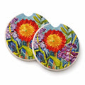 Flower - Sunflower Set of 2 Cup Holder Car Coasters Absorbent Round Sandstone Coasters Gifts for Men or Women, 2.5, Multicolor