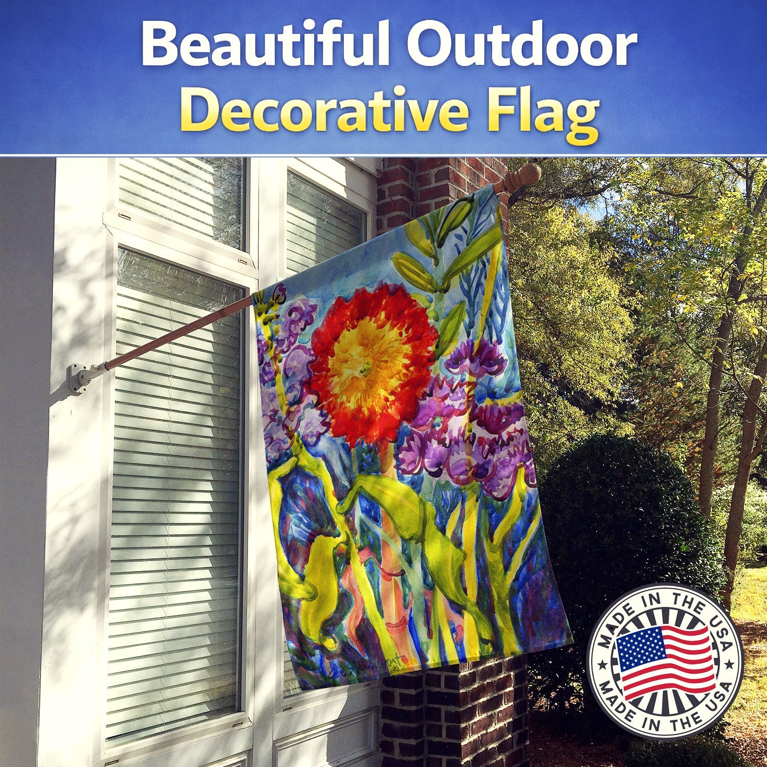 Flower - Sunflower House Flag 28x40 Porch Sleeve Pole Decorative Outside Yard Banner Artwork Wall Hanging, Polyester