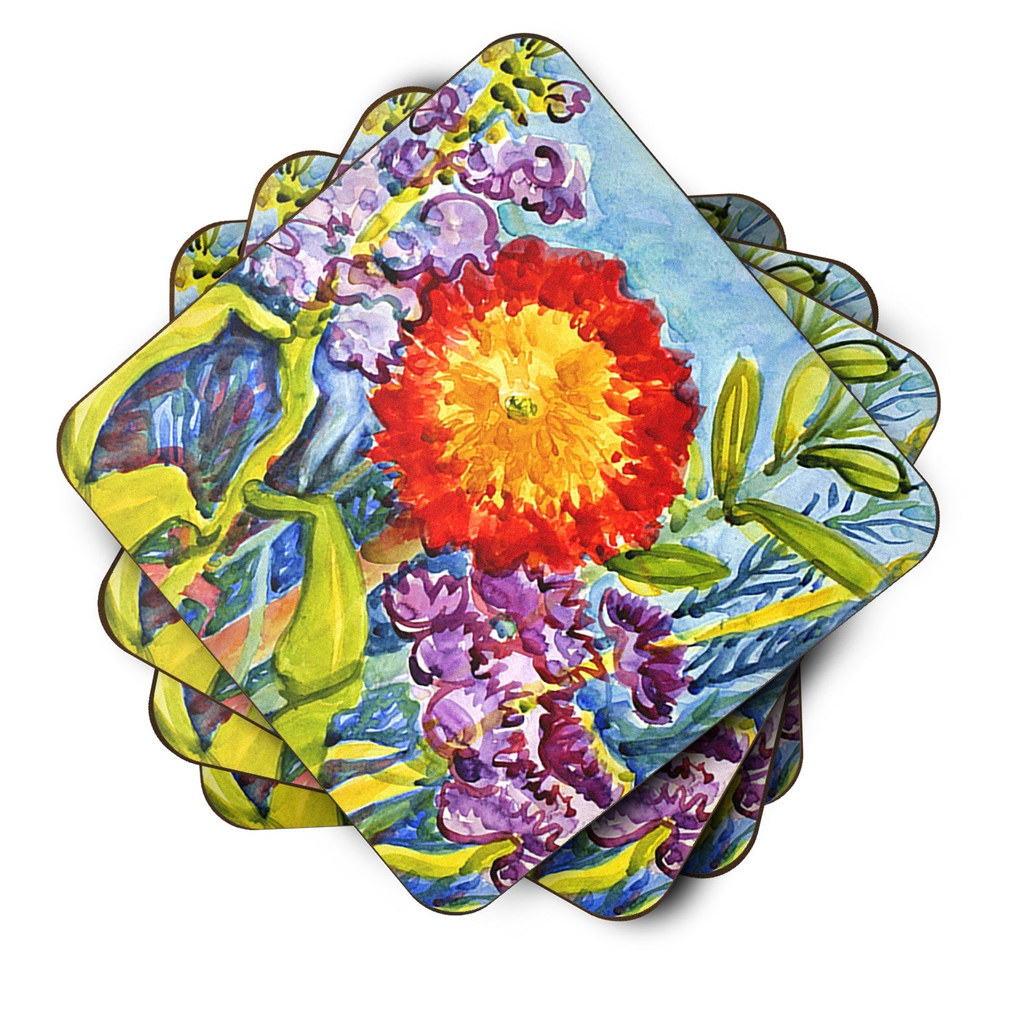 Flower - Sunflower Foam Coasters Set of 4 Cup Coasters for Indoor Outdoor, Tabletop Protection, Anti Slip, Mouse pad Material