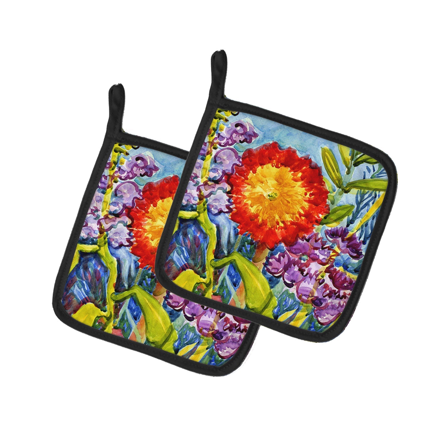 Flower - Sunflower Pot Holder Set of 2 Heat Resistant Quilted Hot Pads 7.5 x 7.5 Inch, Insulated Kitchen Trivets for Cooking & Baking