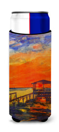 Sunset at the Dock Slim Can Hugger , Insulated Foam Hugger for 12 oz Slim Cans, Beer Bottles & Water Bottles, Printed in USA
