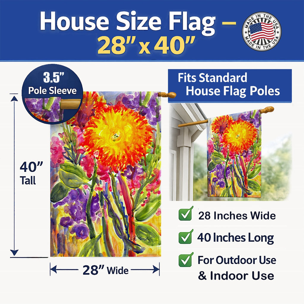 Flower - Aster House Flag 28x40 Porch Sleeve Pole Decorative Outside Yard Banner Artwork Wall Hanging, Polyester
