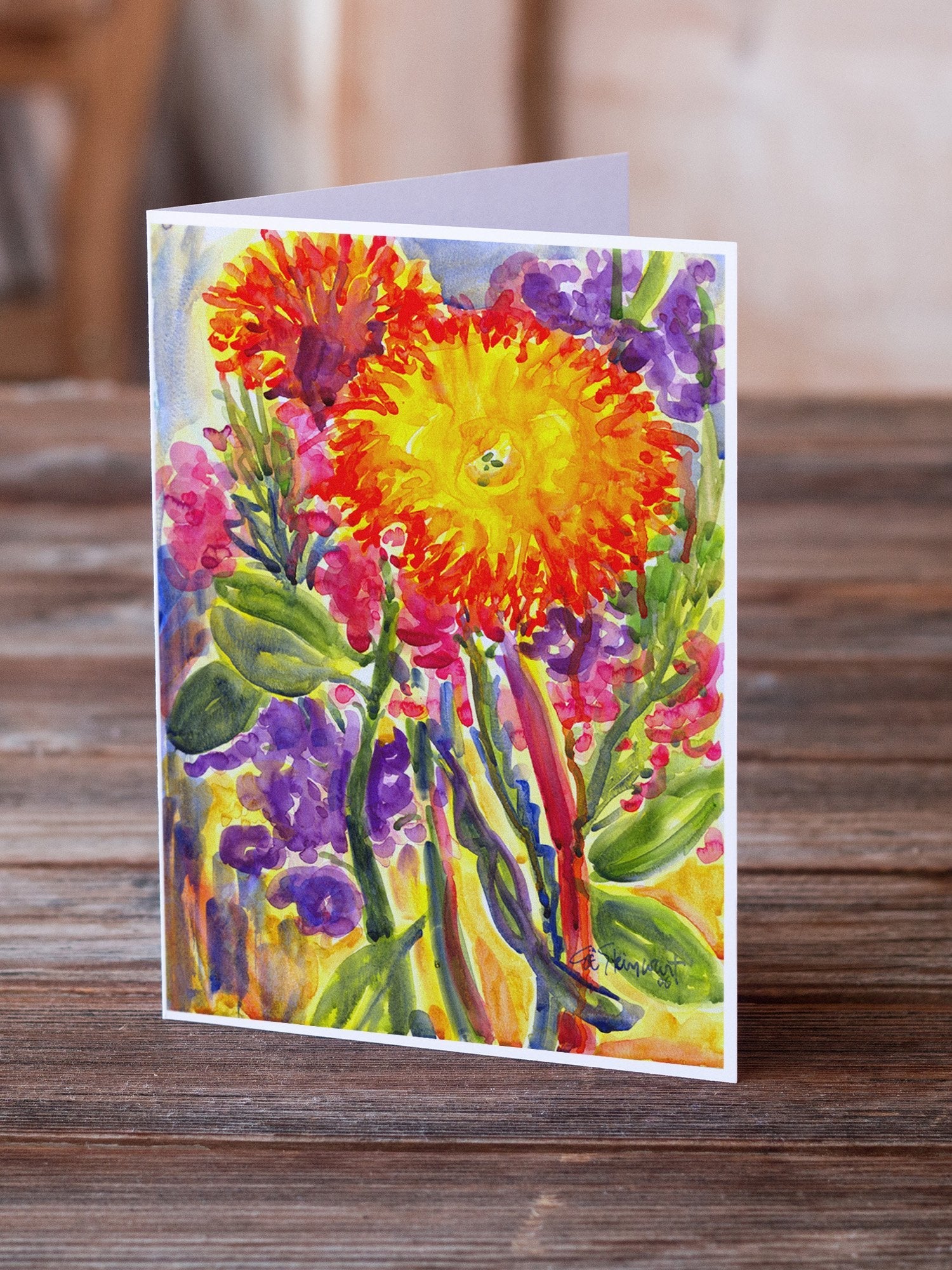 Flower - Aster Greeting Cards Pack of 8 Blank Cards with Envelopes Whimsical A7 Size 5x7