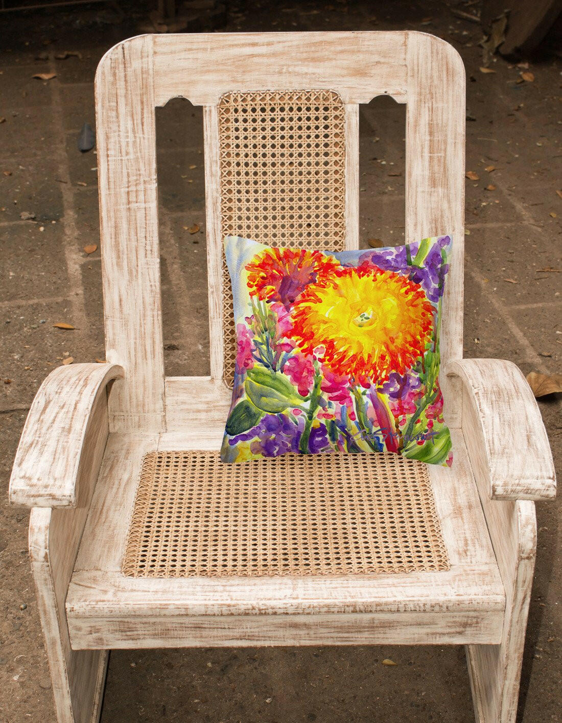 Flower - Aster Decorative Throw Pillow 14x14 Indoor Outdoor Accent Cushion, Fabric Cover with Insert for Sofa, Bed, Porch & Living Room