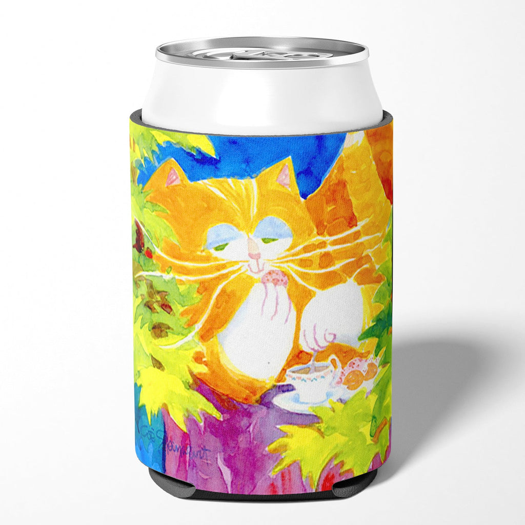 Cat Tea Time Can or Bottle Hugger Cooler Sleeve for Standard 12 oz Cans, Insulated Foam Beer & Soda Can Hugger Reusable