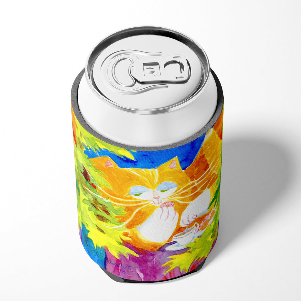 Cat Tea Time Can or Bottle Hugger Cooler Sleeve for Standard 12 oz Cans, Insulated Foam Beer & Soda Can Hugger Reusable