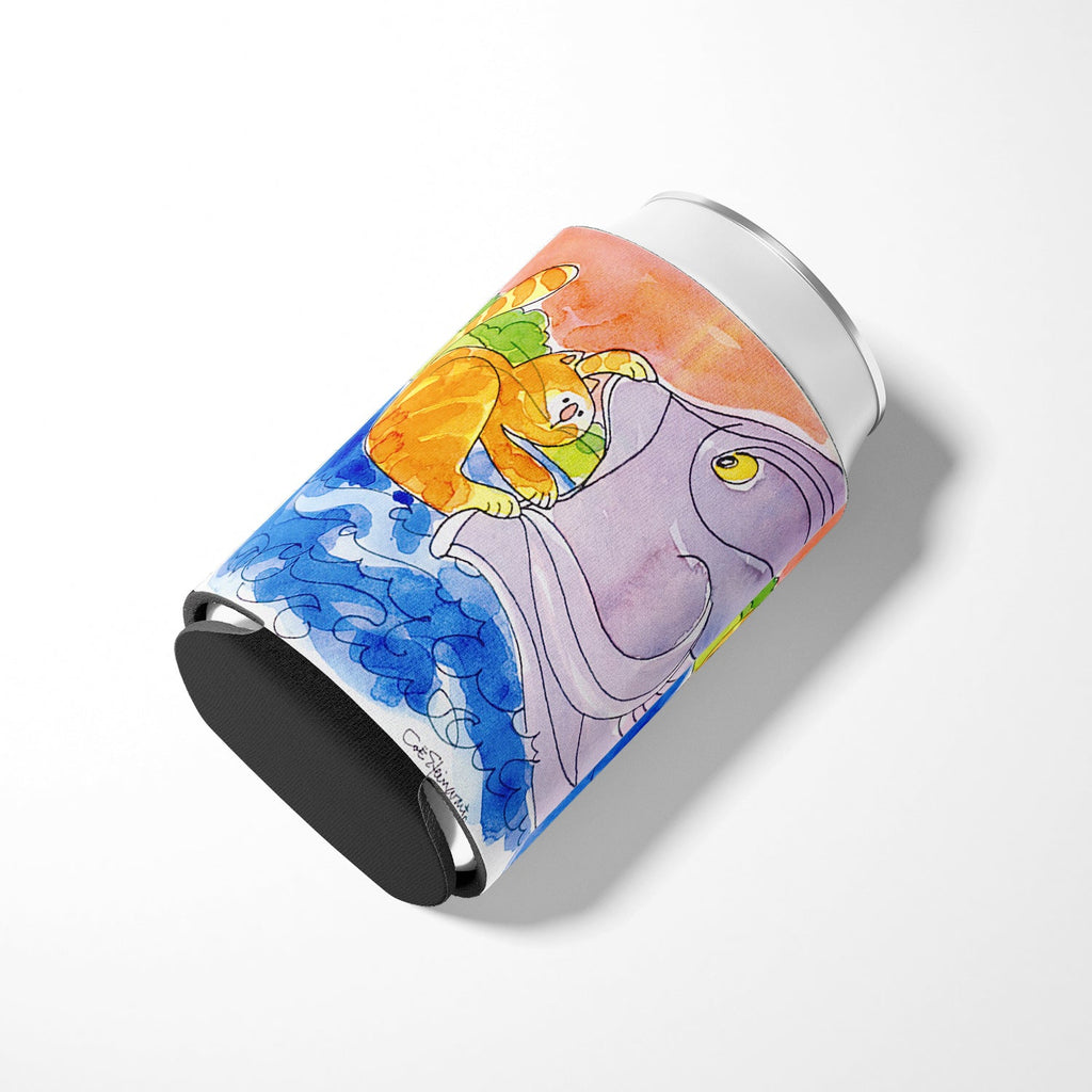 Cat and the Big Fish Can or Bottle Hugger Cooler Sleeve for Standard 12 oz Cans, Insulated Foam Beer & Soda Can Hugger Reusable