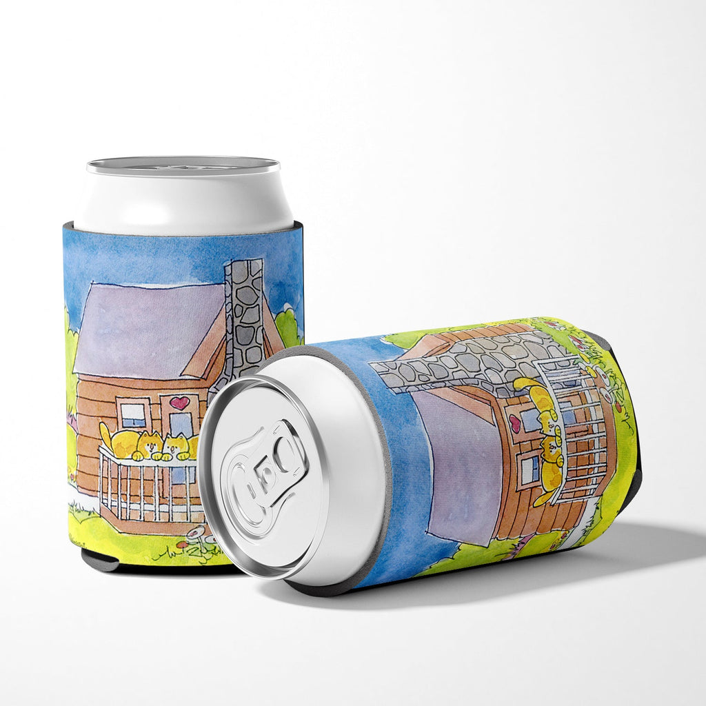 Cat Love at the Log Cabin  Can or Bottle Hugger Cooler Sleeve for Standard 12 oz Cans, Insulated Foam Beer & Soda Can Hugger Reusable