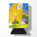 Big Cat golfing with a fishing pole  Can or Bottle Hugger Cooler Sleeve for Standard 12 oz Cans, Insulated Foam Beer & Soda Can Hugger Reusable