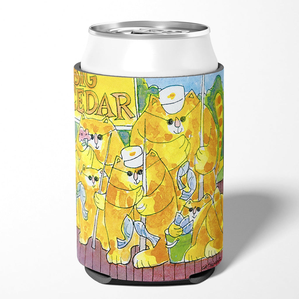 Orange Tabby Fishing Cats Can or Bottle Hugger Cooler Sleeve for Standard 12 oz Cans, Insulated Foam Beer & Soda Can Hugger Reusable