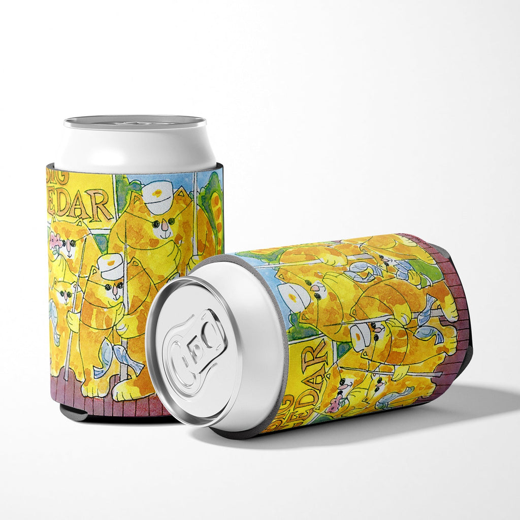 Orange Tabby Fishing Cats Can or Bottle Hugger Cooler Sleeve for Standard 12 oz Cans, Insulated Foam Beer & Soda Can Hugger Reusable