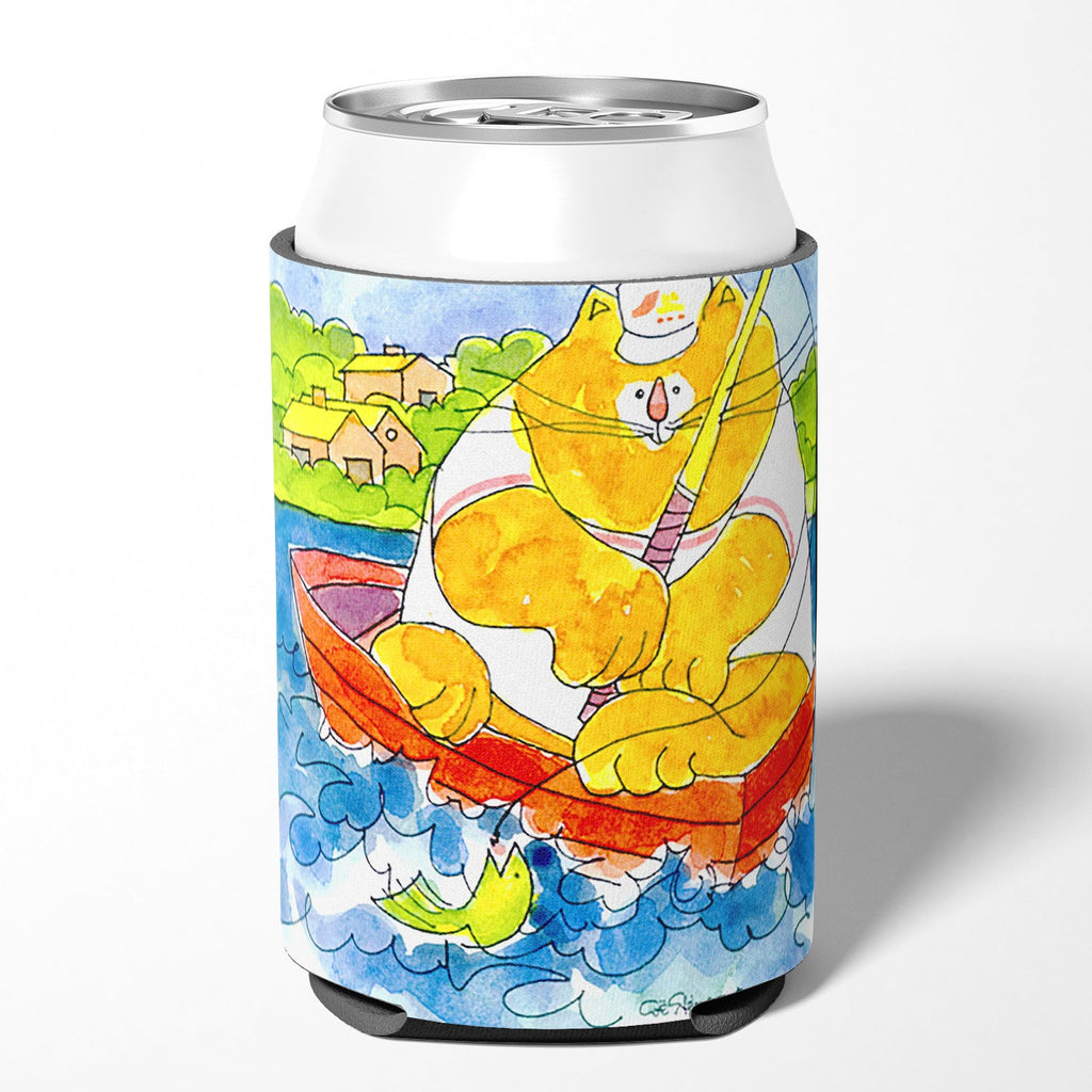 Big Orange Cat Fishing Can or Bottle Hugger Cooler Sleeve for Standard 12 oz Cans, Insulated Foam Beer & Soda Can Hugger Reusable