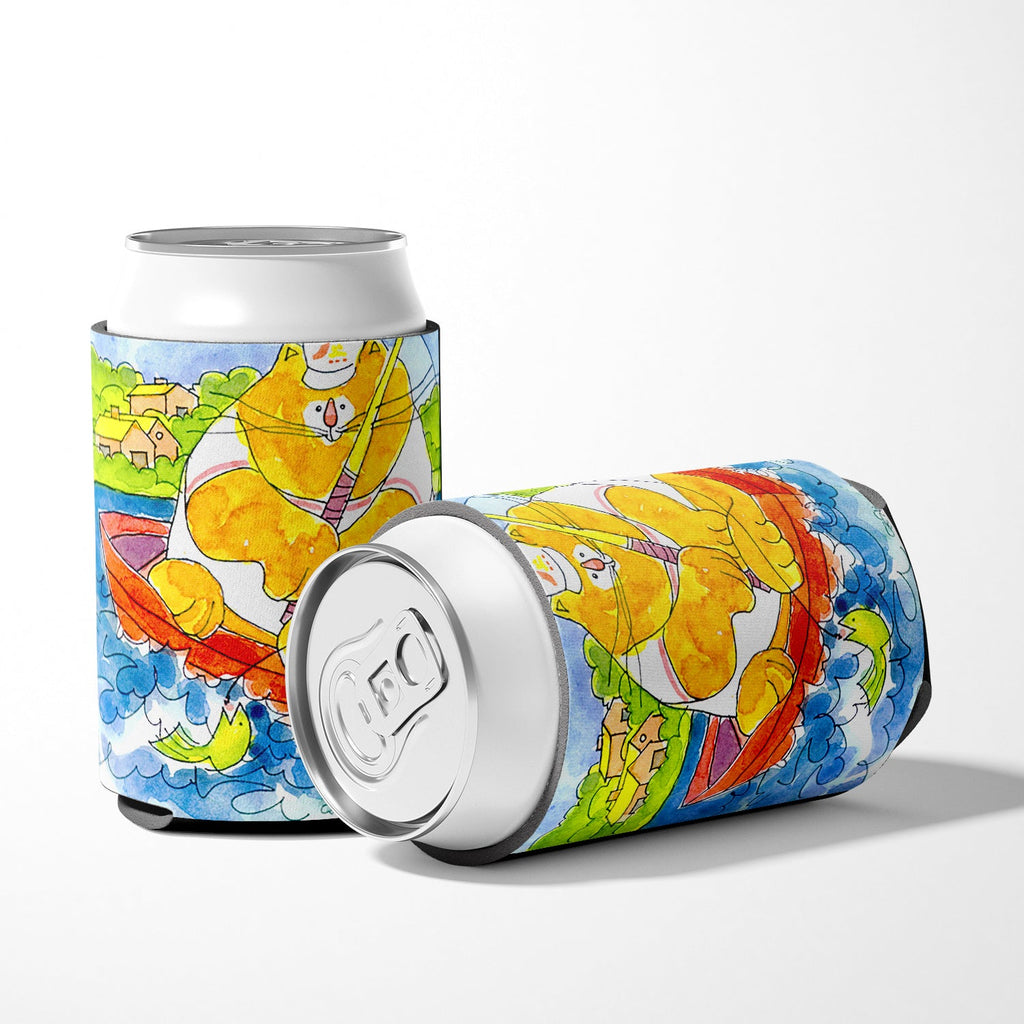 Big Orange Cat Fishing Can or Bottle Hugger Cooler Sleeve for Standard 12 oz Cans, Insulated Foam Beer & Soda Can Hugger Reusable