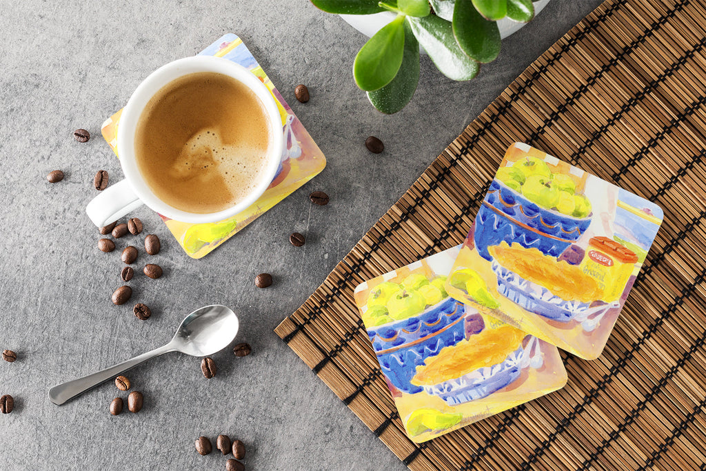 Foam Coasters Set of 4 Cup Coasters for Indoor Outdoor, Tabletop Protection, Anti Slip, Mouse pad Material