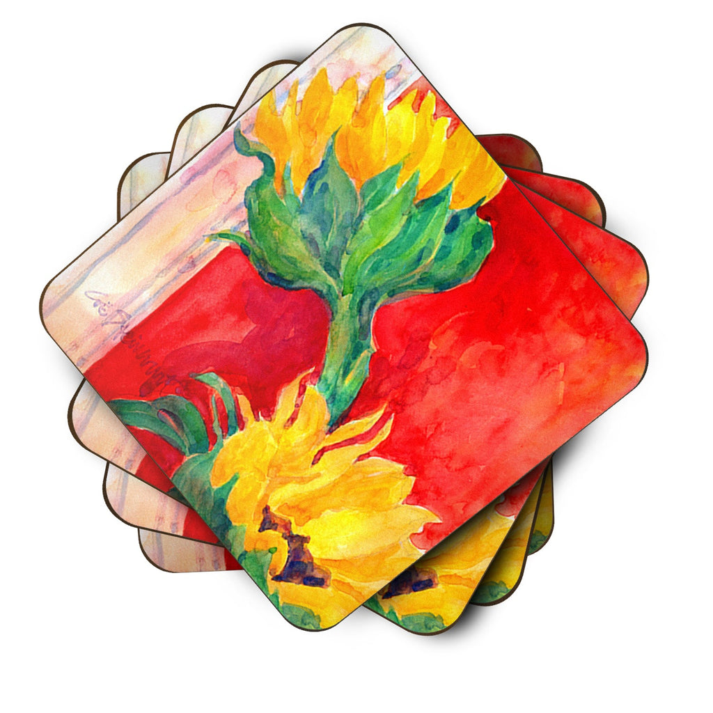 Flower - Sunflower Foam Coasters Set of 4 Cup Coasters for Indoor Outdoor, Tabletop Protection, Anti Slip, Mouse pad Material