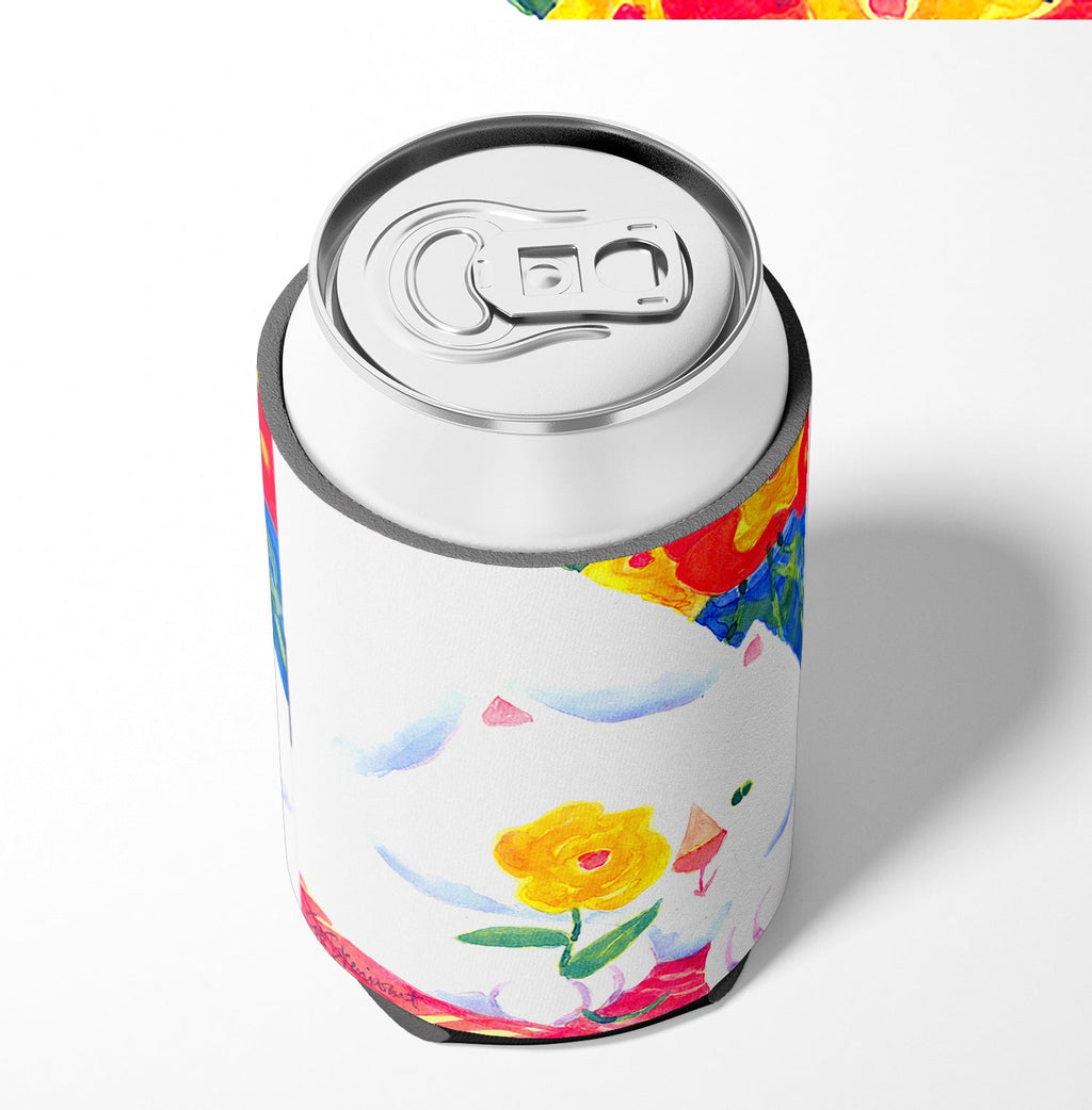 Big white Cat Can or Bottle Hugger Cooler Sleeve for Standard 12 oz Cans, Insulated Foam Beer & Soda Can Hugger Reusable