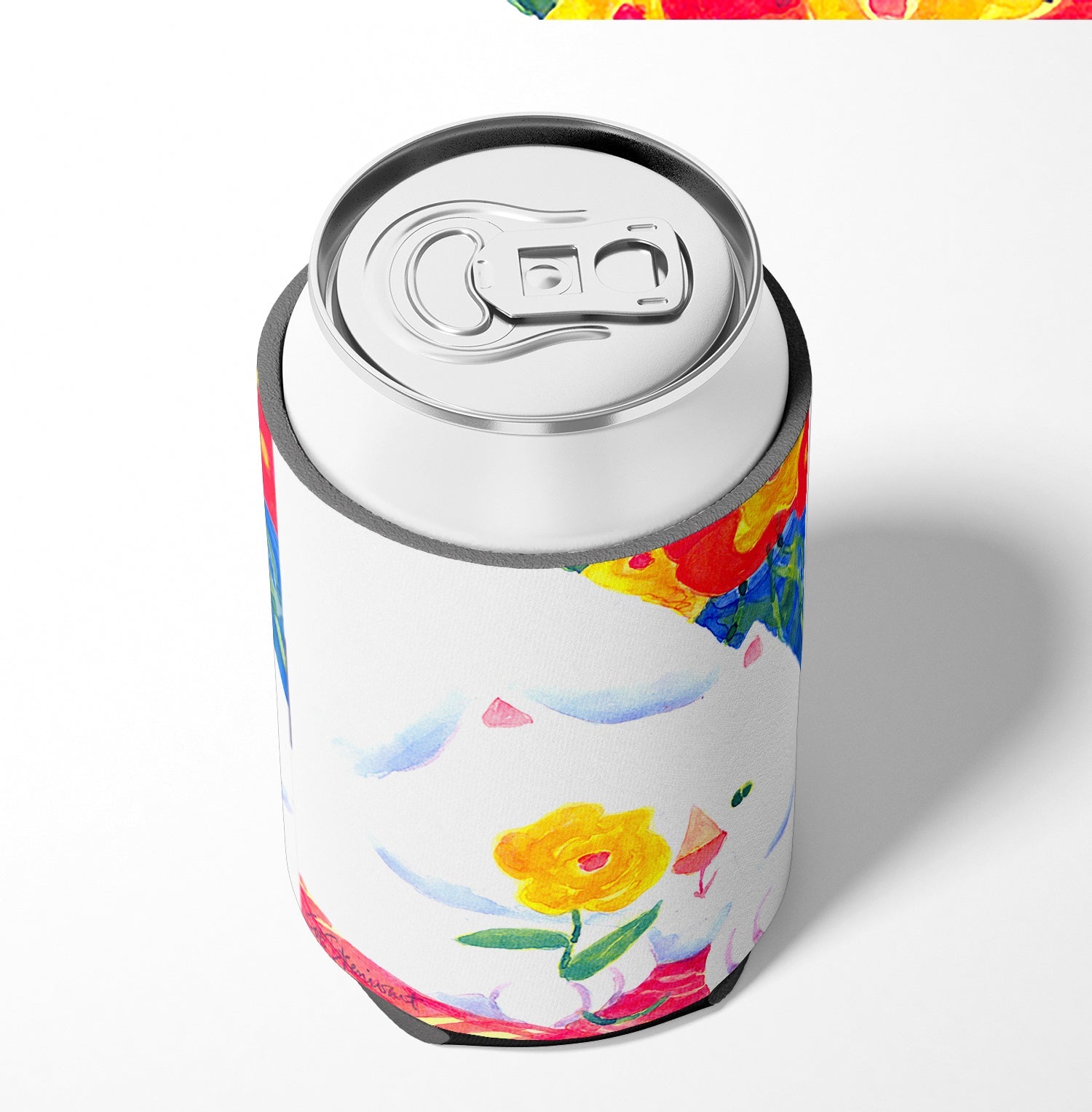 Big white Cat Can or Bottle Hugger Cooler Sleeve for Standard 12 oz Cans, Insulated Foam Beer & Soda Can Hugger Reusable