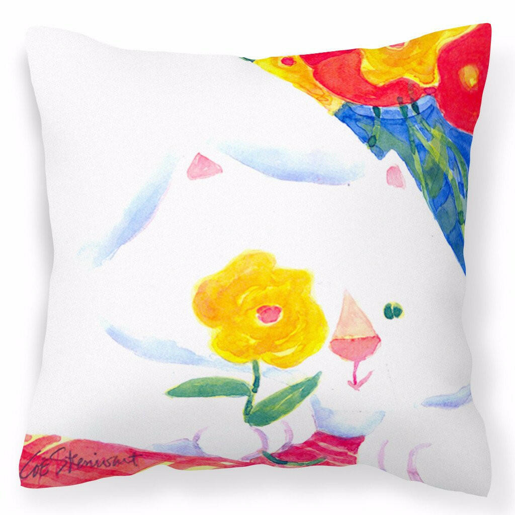 Big white Cat Decorative Throw Pillow 14x14 Indoor Outdoor Accent Cushion, Fabric Cover with Insert for Sofa, Bed, Porch & Living Room