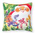 Santa Claus Christmas Surprise Decorative Throw Pillow 14x14 Indoor Outdoor Accent Cushion, Fabric Cover with Insert for Sofa, Bed, Porch & Living Room