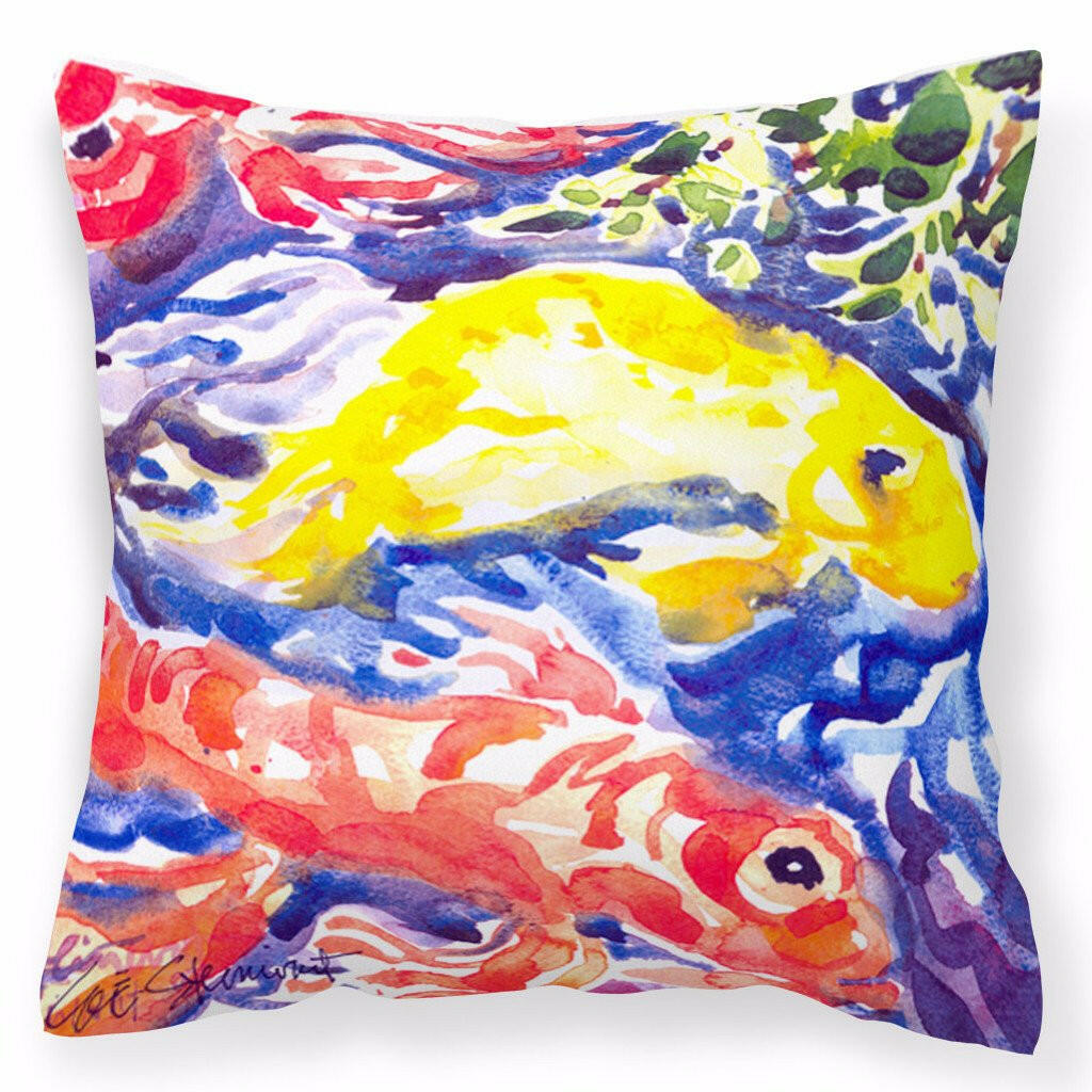 Fish - Koi in the pond Decorative Throw Pillow 14x14 Indoor Outdoor Accent Cushion, Fabric Cover with Insert for Sofa, Bed, Porch & Living Room