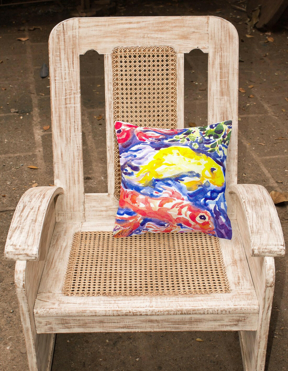 Fish - Koi in the pond Decorative Throw Pillow 14x14 Indoor Outdoor Accent Cushion, Fabric Cover with Insert for Sofa, Bed, Porch & Living Room