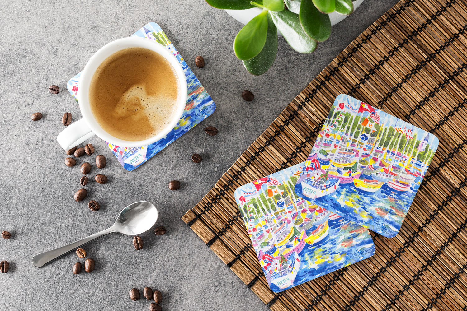Harbour Foam Coasters Set of 4 Cup Coasters for Indoor Outdoor, Tabletop Protection, Anti Slip, Mouse pad Material