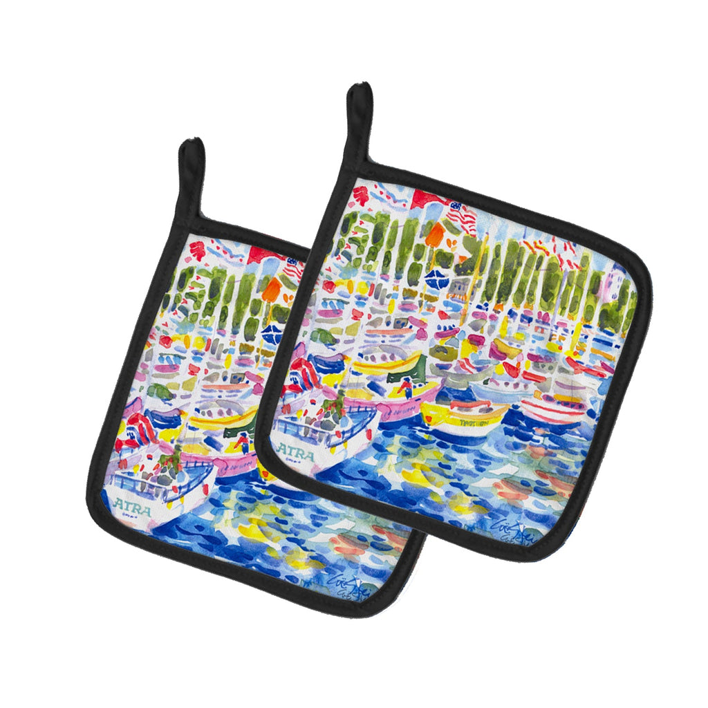 Harbour Pot Holder Set of 2 Heat Resistant Quilted Hot Pads 7.5 x 7.5 Inch, Insulated Kitchen Trivets for Cooking & Baking