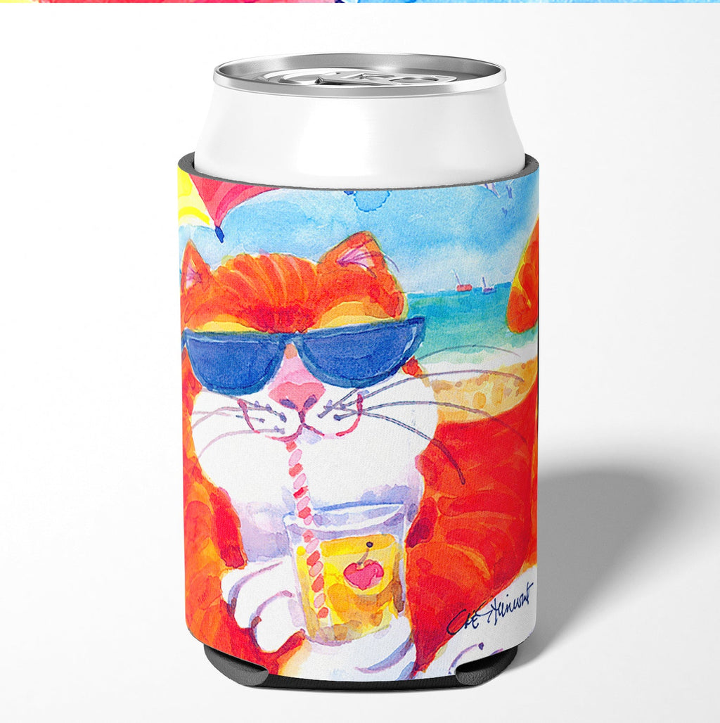 Cool Cat with Sunglasses at the beach Can or Bottle Hugger Cooler Sleeve for Standard 12 oz Cans, Insulated Foam Beer & Soda Can Hugger Reusable
