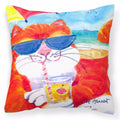Cool Cat with Sunglasses at the beach Decorative Throw Pillow 14x14 Indoor Outdoor Accent Cushion, Fabric Cover with Insert for Sofa, Bed, Porch & Living Room