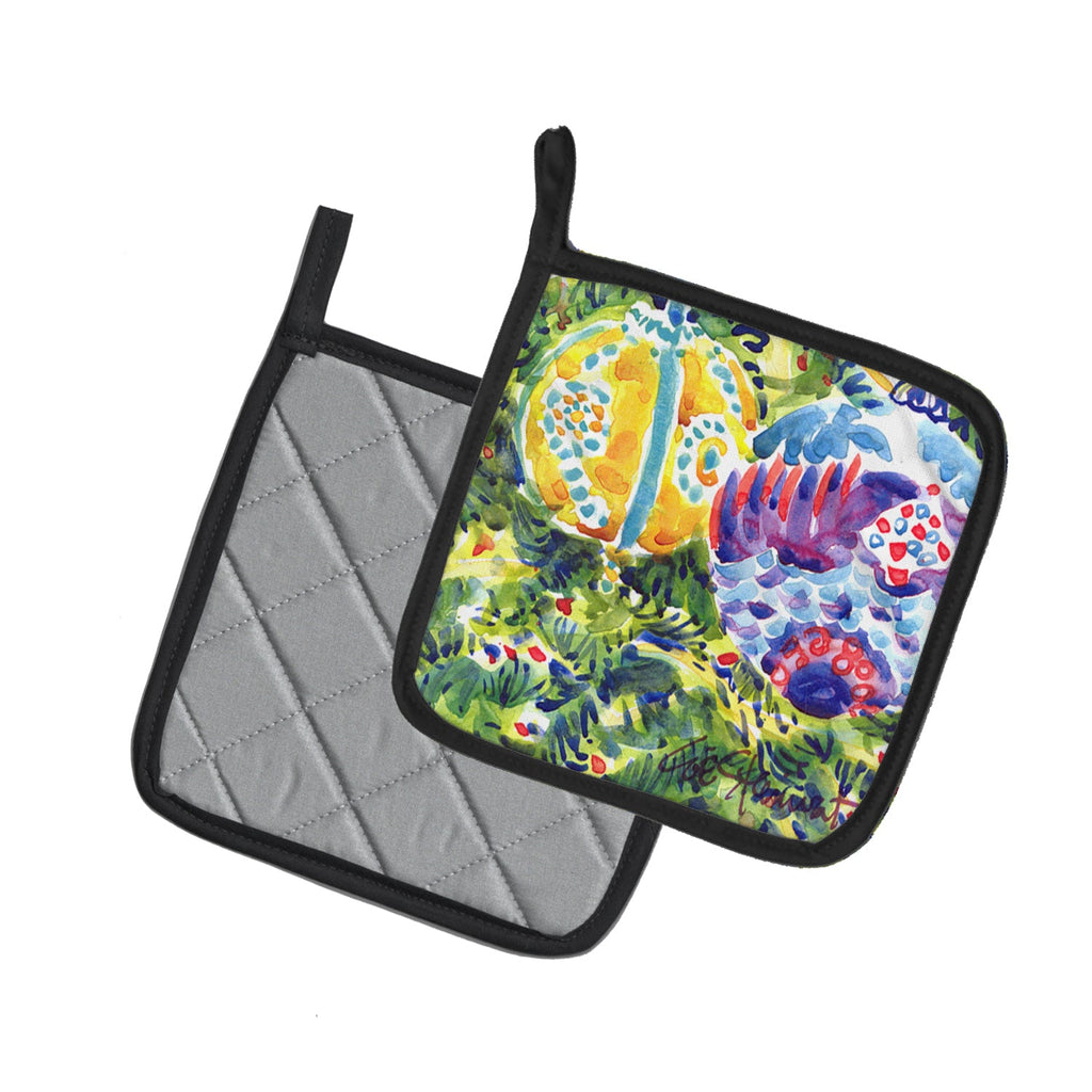 Christmas Tree Yellow and Purple Ornaments Pot Holder Set of 2 Heat Resistant Quilted Hot Pads 7.5 x 7.5 Inch, Insulated Kitchen Trivets for Cooking & Baking