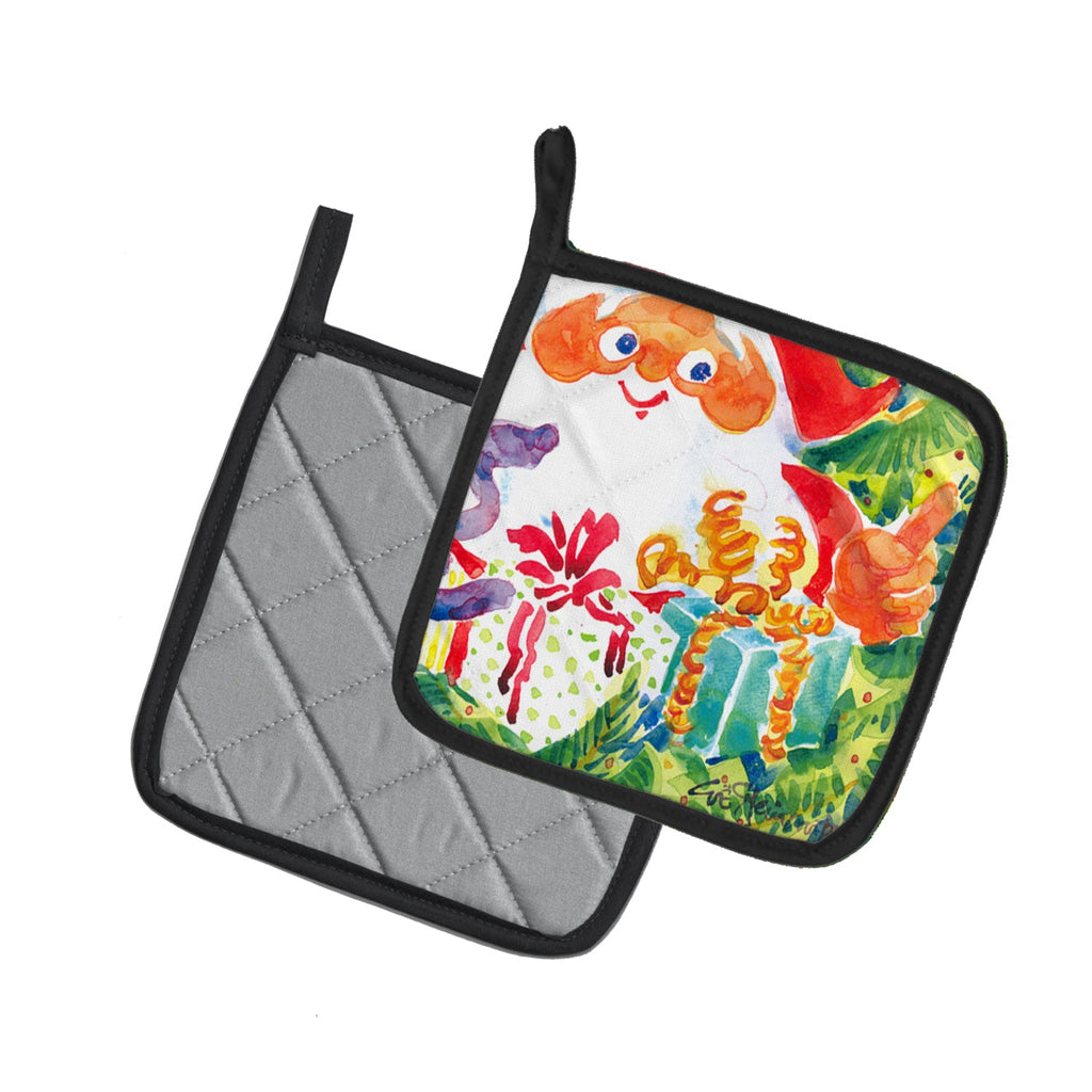 Christmas Santa Claus You Better Watch out Pot Holder Set of 2 Heat Resistant Quilted Hot Pads 7.5 x 7.5 Inch, Insulated Kitchen Trivets for Cooking & Baking