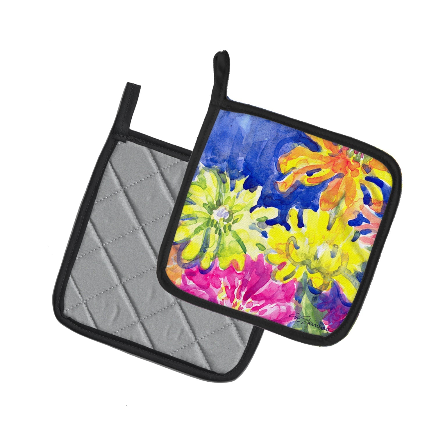 Flower Pot Holder Set of 2 Heat Resistant Quilted Hot Pads 7.5 x 7.5 Inch, Insulated Kitchen Trivets for Cooking & Baking