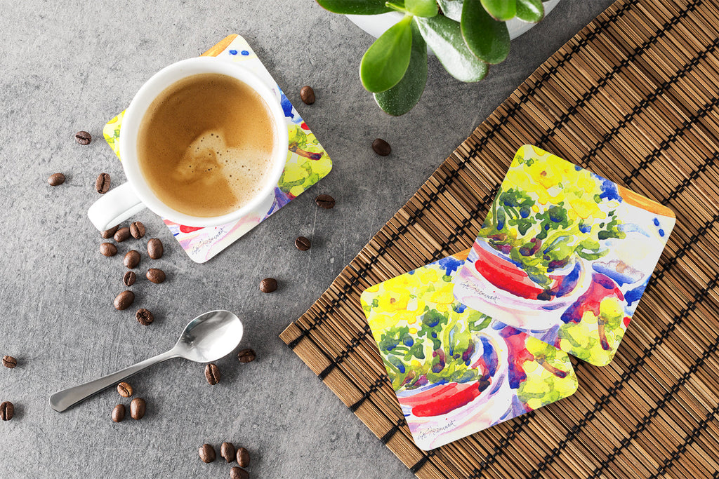 Flower Foam Coasters Set of 4 Cup Coasters for Indoor Outdoor, Tabletop Protection, Anti Slip, Mouse pad Material