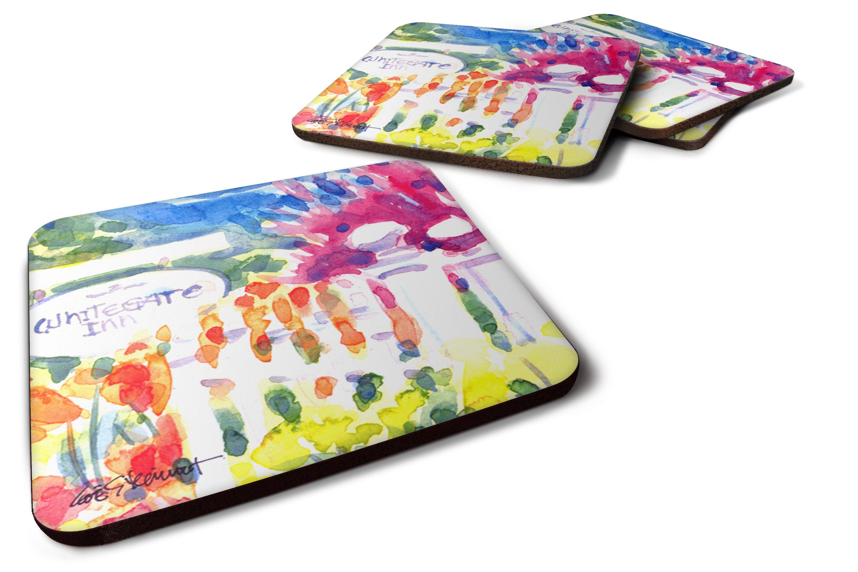 Whitegate Inn fence Houses Foam Coasters Set of 4 Cup Coasters for Indoor Outdoor, Tabletop Protection, Anti Slip, Mouse pad Material