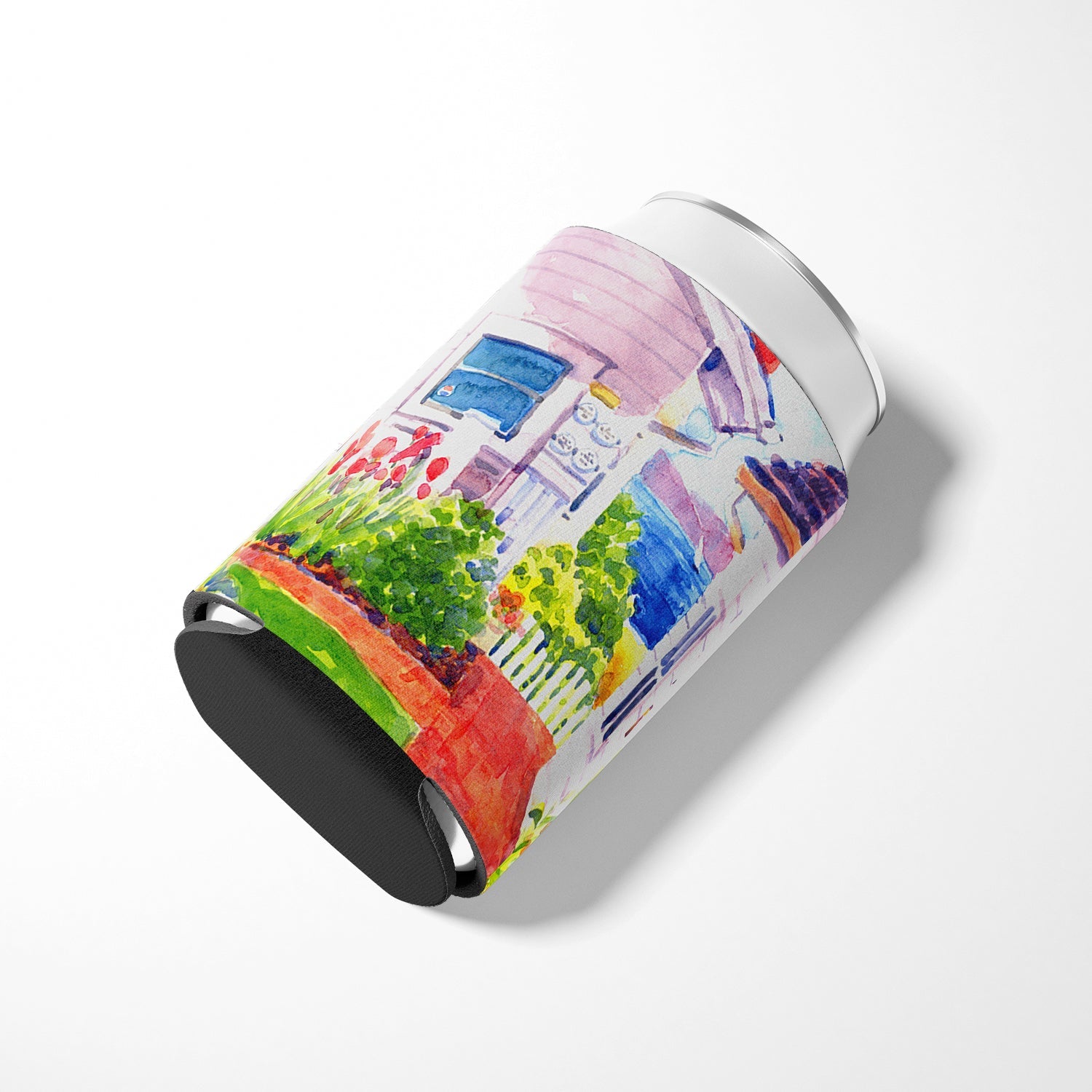 Beach View between the Houses Can or Bottle Hugger Cooler Sleeve for Standard 12 oz Cans, Insulated Foam Beer & Soda Can Hugger Reusable