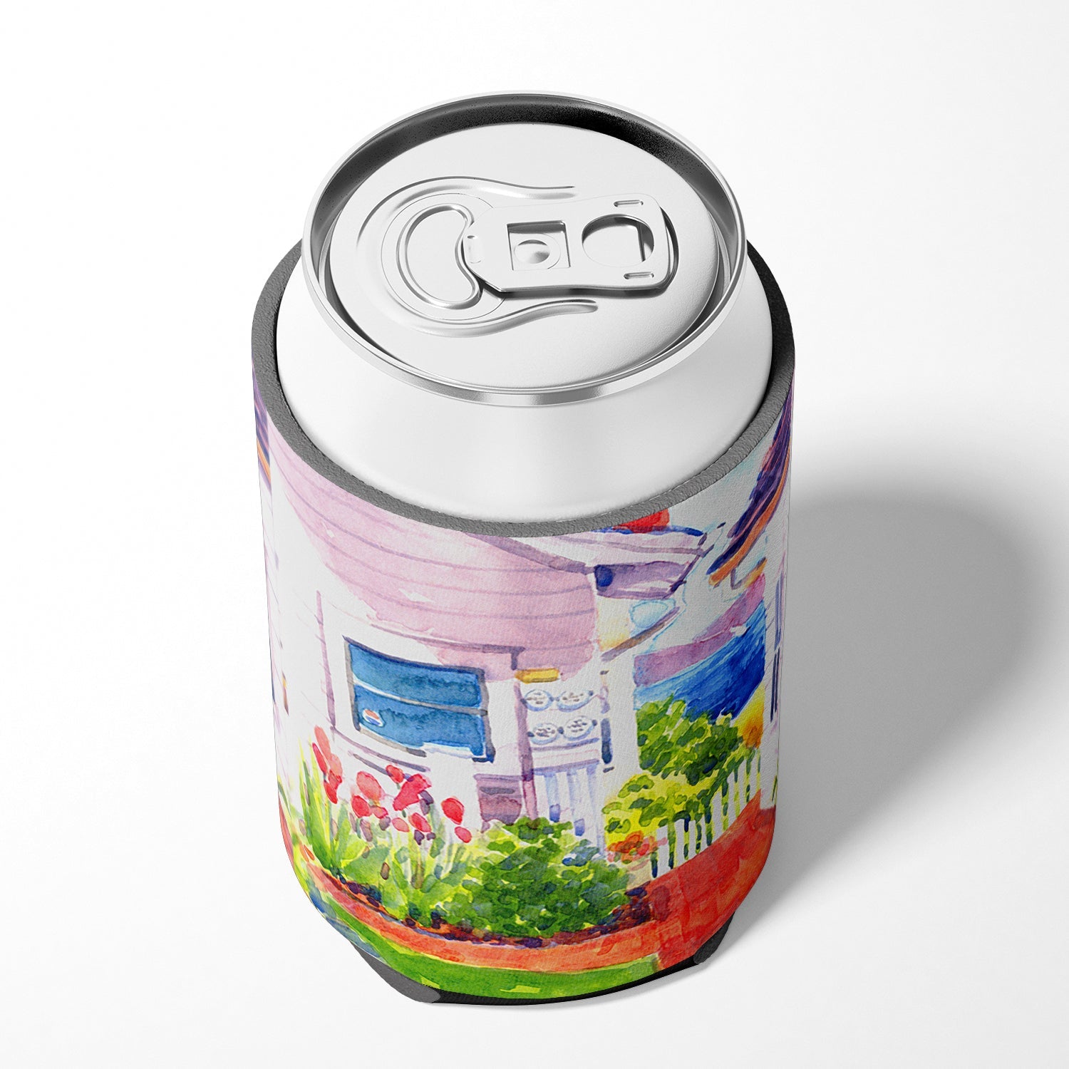 Beach View between the Houses Can or Bottle Hugger Cooler Sleeve for Standard 12 oz Cans, Insulated Foam Beer & Soda Can Hugger Reusable