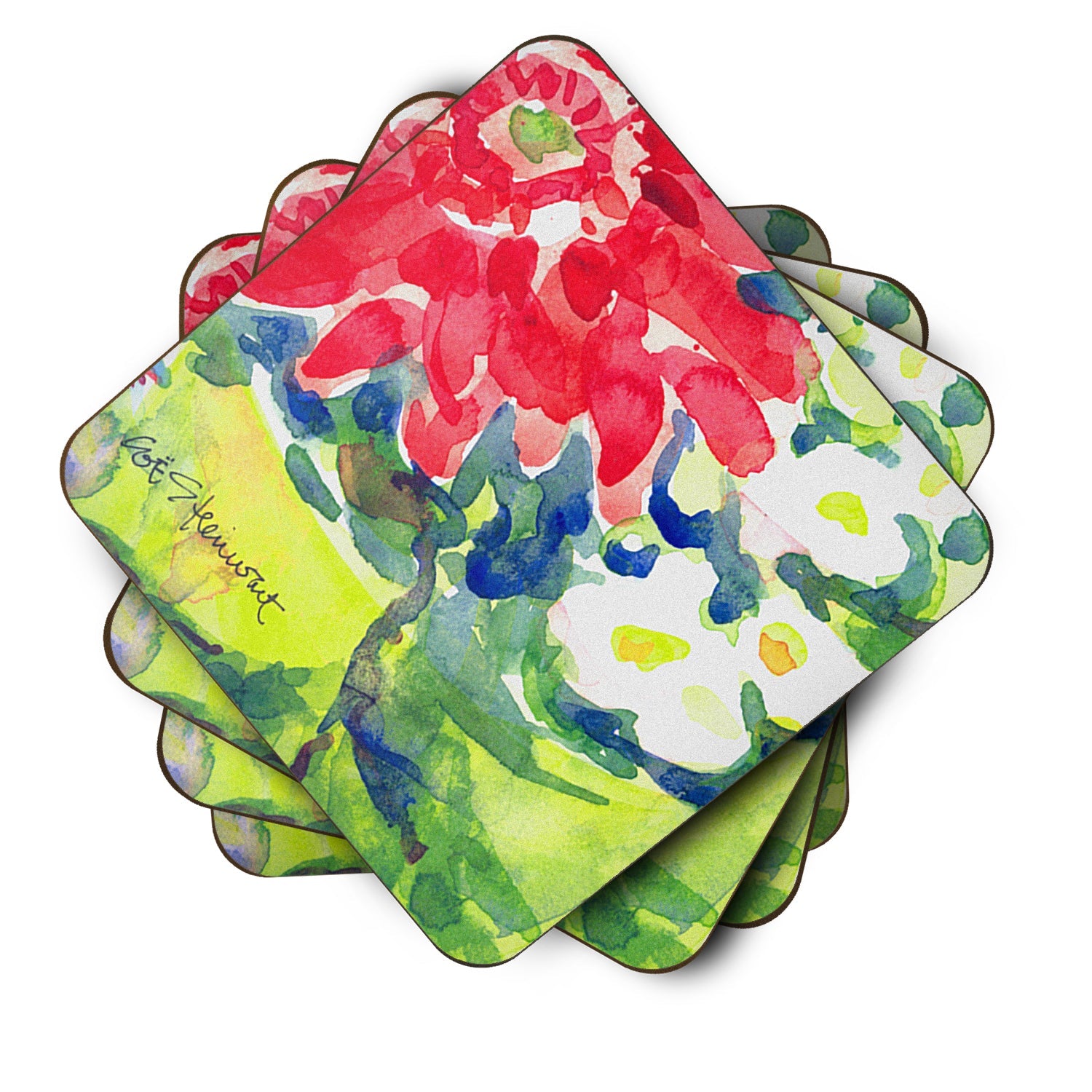 Flower Foam Coasters Set of 4 Cup Coasters for Indoor Outdoor, Tabletop Protection, Anti Slip, Mouse pad Material