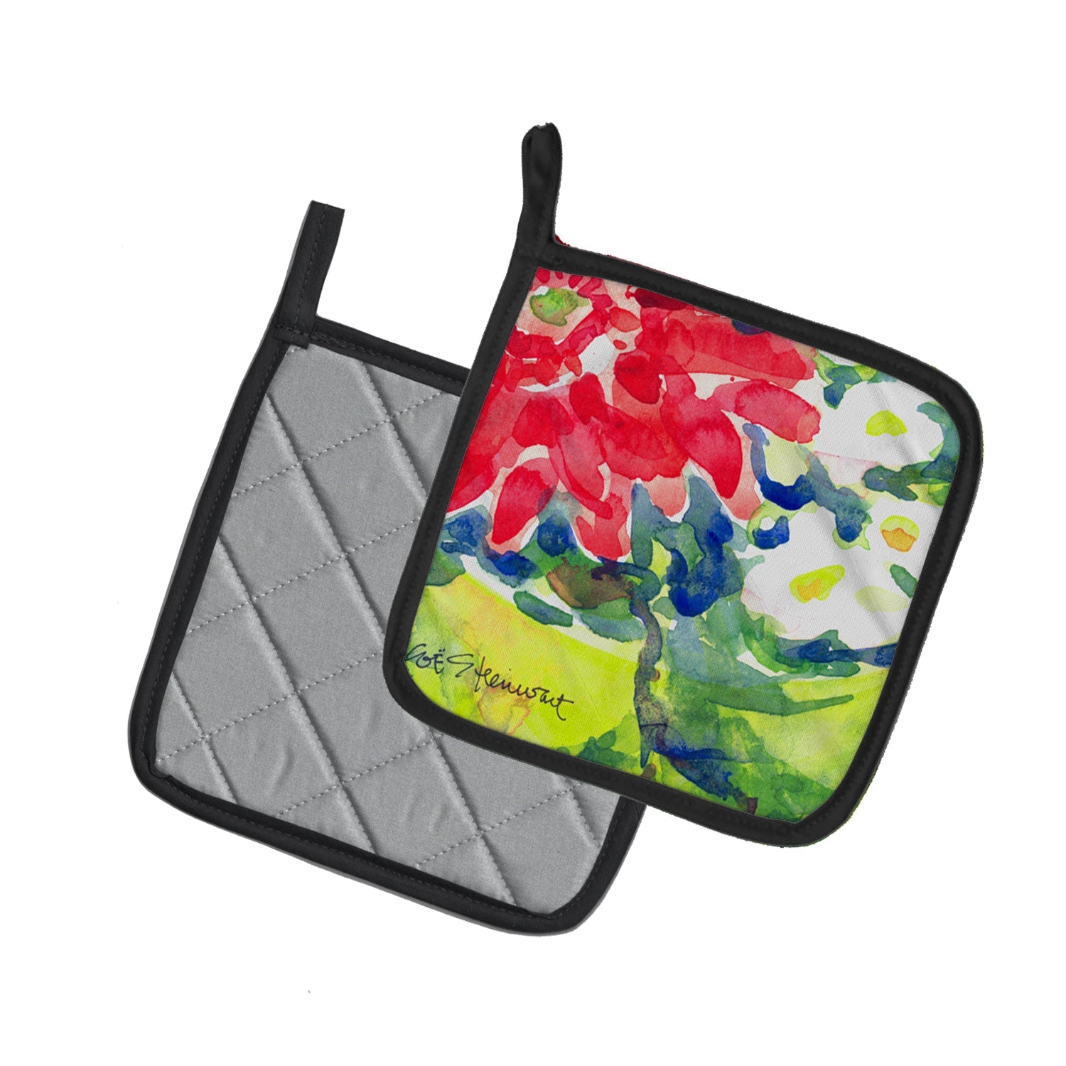 Flower Pot Holder Set of 2 Heat Resistant Quilted Hot Pads 7.5 x 7.5 Inch, Insulated Kitchen Trivets for Cooking & Baking