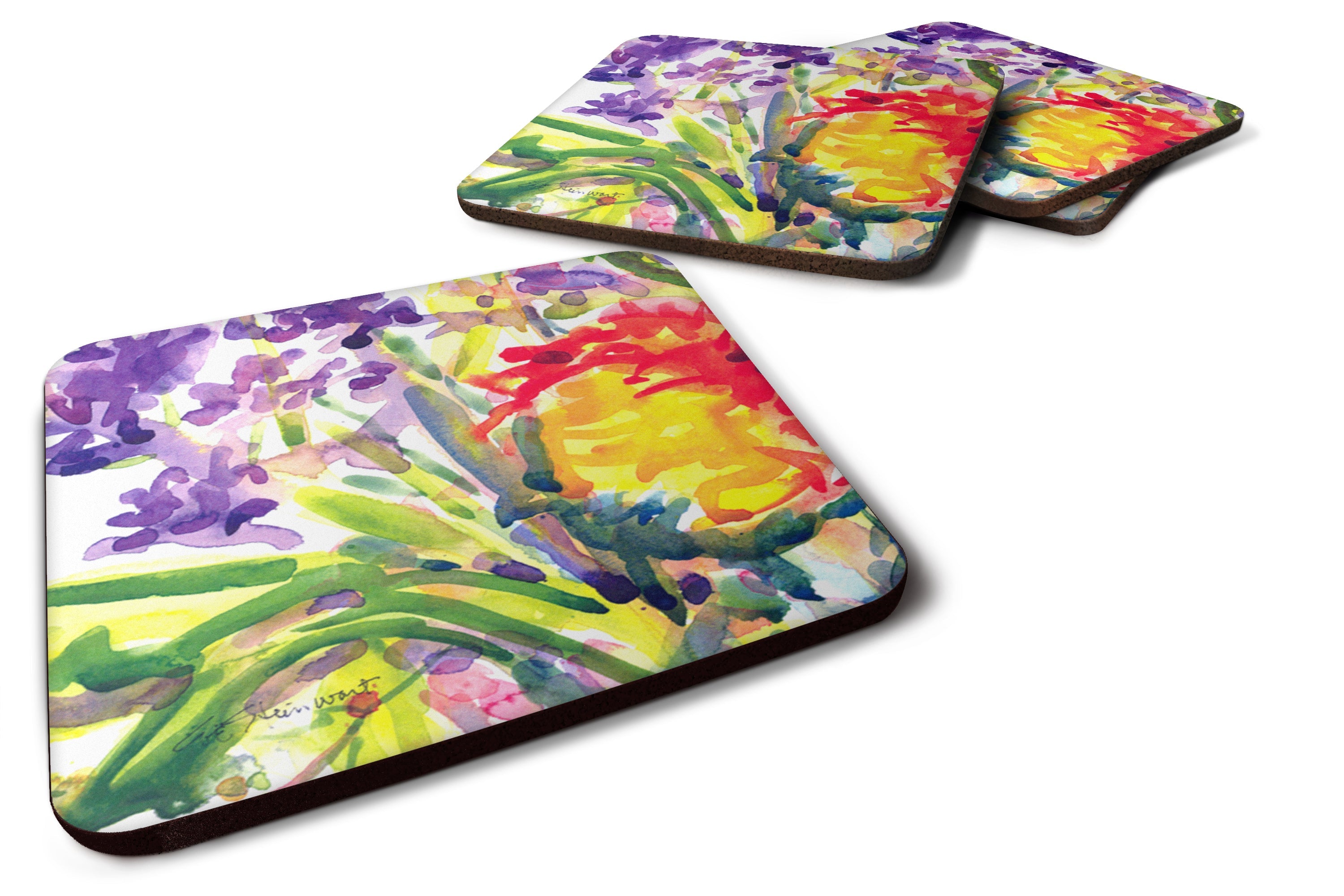 Flower Foam Coasters Set of 4 Cup Coasters for Indoor Outdoor, Tabletop Protection, Anti Slip, Mouse pad Material