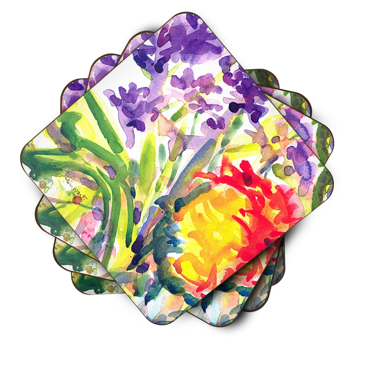Flower Foam Coasters Set of 4 Cup Coasters for Indoor Outdoor, Tabletop Protection, Anti Slip, Mouse pad Material